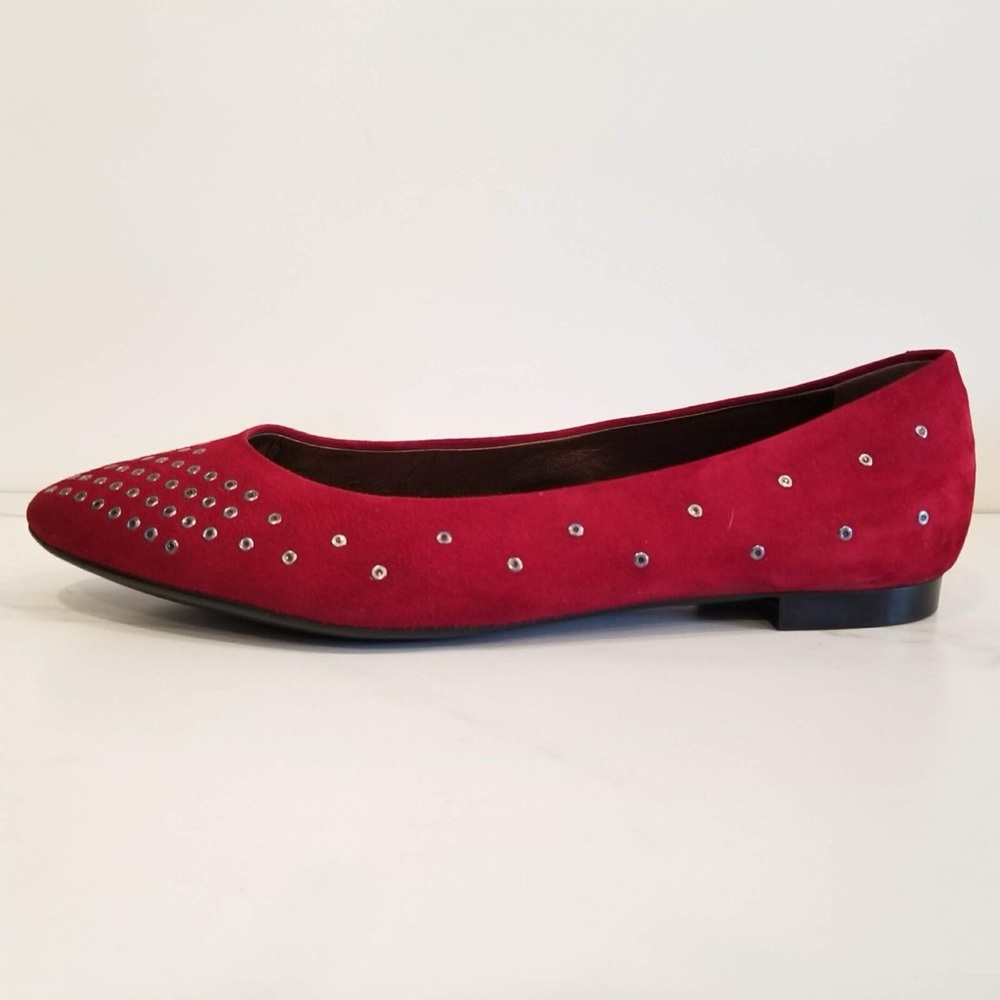 AGL Suede‎ Grommet Red Ballet Flats 39